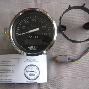FARIA CHESAPEAKE BLACK STAINLESS STEEL GPS SPEEDO WITH DISPLAY . SKI / WAKE /