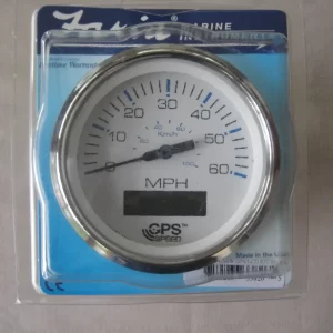 FARIA CHESAPEAKE WHITE STAINLESS STEEL GPS SPEEDO WITH DISPLAY . WAKE / SKI