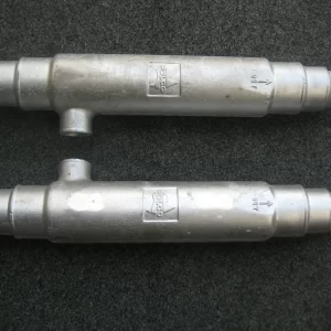 INBOARD MARINE ALUMINIUM EXHAUST MUFFLERS . ADJUSTABLE SIZES .