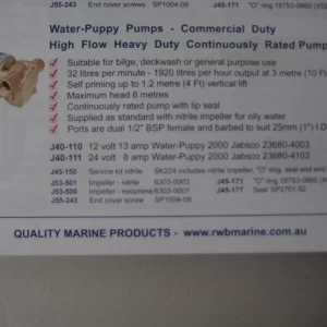 JABSCO WATER - PUPPY PUMPS - COMMERCIAL DUTY . MARINE OR GENERAL PURPOSE
