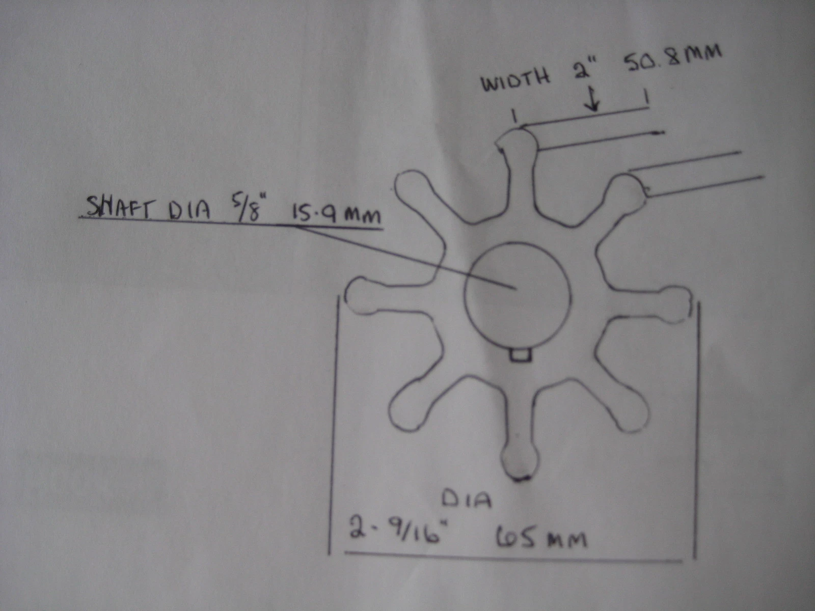 JABSCO WATER PUMP IMPELLER 4598-0001-P . WAKE / SKI / SPEEDBOAT - Image 2